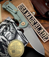 Ammo Can Green Project X Sheepsfoot OD Green G10 Customized Working Finish Ti with Working Finish Magnacut Blade and Bronzed Out HW