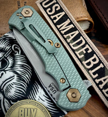 Ammo Can Green Project X Sheepsfoot OD Green G10 Customized Working Finish Ti with Working Finish Magnacut Blade and Bronzed Out HW