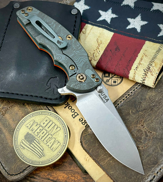 Topo Ammo Can Green Hinderer Jurassic Slicer Orange G10 Anodized Working Finish Ti Magnacut Stonewashed Blade Bronzed Out HW Sasquatched Clip