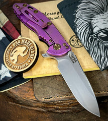 High Res Purple Hinderer XM-18 3.25 Spearpoint Stonewashed Black G10 S45VN Bronzed Out HW