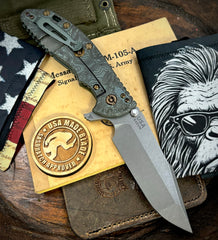 Topo Ammo Can Green Hinderer XM-24 Harpoon Spanto OD Green G10 Anodized Working Finish Ti and S45VN Working Finish Blade with Sasquatch Clip