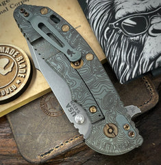 Topo Ammo Can Green Hinderer XM-24 Harpoon Spanto OD Green G10 Anodized Working Finish Ti and S45VN Working Finish Blade with Sasquatch Clip