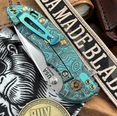 Topo Toxic Green Hinderer XM-18 3.5 Spanto Customized Stonewashed Ti Blue/Black G10 Stonewashed Magnacut Blade with Bronzed Out HW