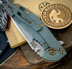 Ammo Can Green Hinderer XM-18 3.25 Spearpoint Orange G10 Anodized Working Finish Ti and Stonewashed Finish S45VN Blade with Bronzed Out HW