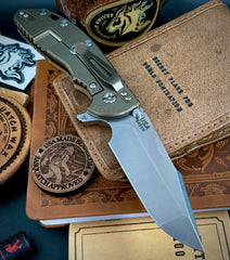Hinderer XM-24 Harpoon Spanto Coyote G10 Bronze Ti and S45VN Stonewashed Blade
