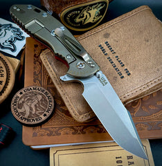 Hinderer XM-24 Harpoon Spanto Red G10 Bronze Ti and S45VN Stonewashed Blade