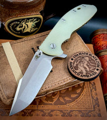 Hinderer XM-24 Harpoon Spanto Translucent Green G10 Bronze Ti and S45VN Stonewashed Blade