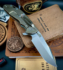 Hinderer XM-24 Harpoon Spanto Translucent Green G10 Bronze Ti and S45VN Stonewashed Blade