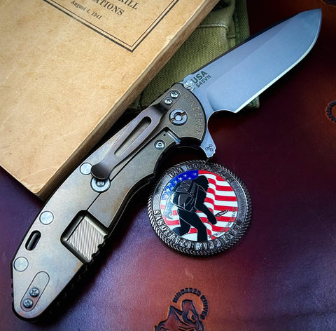 XM-24 Spearpoint Black G10 Bronze Anodized Ti and S45VN Stonewashed Blade (Limit 1 Per Household) - USA MB