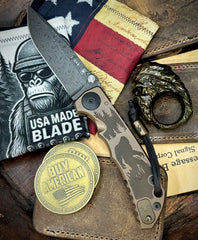 ItisntDan Deep Bronze Squatch Ring and Spartan Blades Harsey Folder V2 Special Edition Deep Bronze  Squatch with Chad Nichols Dama #25