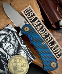 Topo Ammo Can Green Project X Sheepsfoot Blue/Black G10 Customized Working Finish Ti with Stonewashed Magnacut Blade Bronzed Out HW and Sasquatched Clip