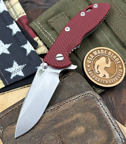 Hinderer XM-18 3.25 Spearpoint Stonewashed Red G10 S45VN