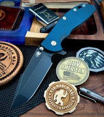 Hinderer XM-24 Harpoon Spanto Blue/Black G10 Battle Black Ti and S45VN Battle Black Blade - USA MB