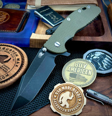 Hinderer XM-24 Harpoon Spanto OD Green G10 Battle Black Ti and S45VN Battle Black Blade - USA MB