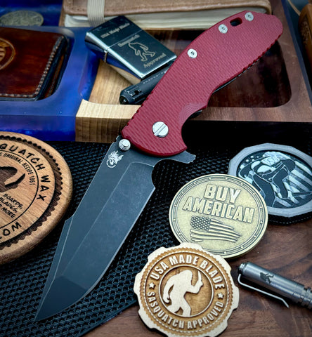 Hinderer XM-24 Harpoon Spanto Red G10 Battle Black Ti and S45VN Battle Black Blade - USA MB