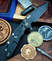 Hinderer XM-24 Harpoon Spanto Blue G10 Battle Black Ti and S45VN Battle Black Blade - USA MB