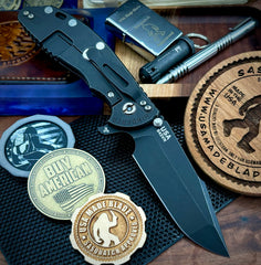 Hinderer XM-24 Harpoon Spanto Blue G10 Battle Black Ti and S45VN Battle Black Blade - USA MB