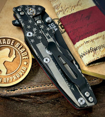 Battle Stars & Stripse Hinderer Eklipse 3.5" Spearpoint Red G10 Battle Black Ti and Battle Black S45VN Blade - USA MB