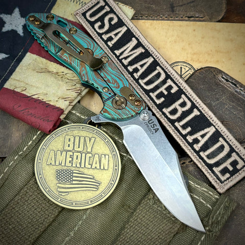 Toxic Anomascus Hinderer XM-18 3.0" Bowie Flipper Black G10 Anodized Stonewashed Ti with Stonewashed 20CV Blade and Bronzed Out Hardware - USA MB