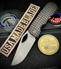 McNees Knives Little Dixon Antiqued Frag Ti with 3.25" Stonewashed Magnacut Blade and Stonewashed Ti Hardware