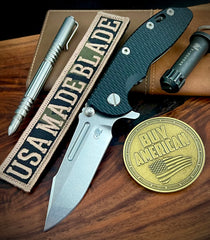 Hinderer XM-18 3.25 Fullered Harpoon Spanto Black G10 Working Finish Ti and Stonewashed Magnacut Blade