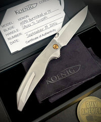 Koenig Xenon with M390 Burnished Blade with Polished Flats Smooth Ti Handles and Bronze Ti Hardware XE1111111331