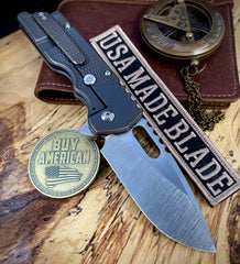 A2D Gen 4 Mark 2  Large Stonewashed Drop Point Rising Grind Magnacut Blade M-16 Grip Antique Bronze Ti on Washers