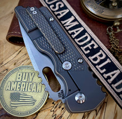 A2D Gen 4 Mark 2  Large Stonewashed Drop Point Rising Grind Magnacut Blade M-16 Grip Antique Bronze Ti on Washers