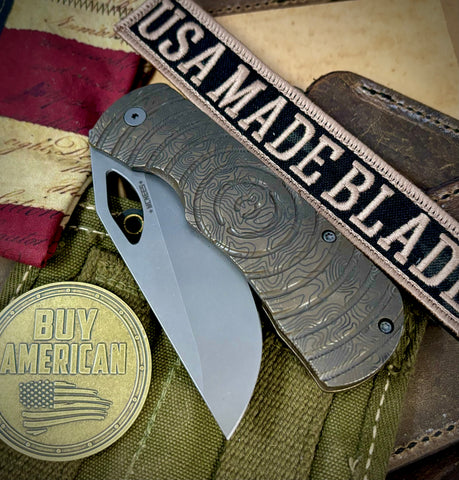 Topo Atomic Bronze McNees Knives Dixon Full Ti Shockwave Ti with 3.75" Magnacut Stonewashed Blade and Stonewashed Hardware - USA MB