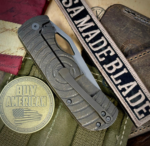 Topo Atomic Bronze McNees Knives Dixon Full Ti Shockwave Ti with 3.75" Magnacut Stonewashed Blade and Stonewashed Hardware - USA MB