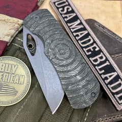 Topo Atomic Green/Bronze McNees Knives Dixon Full Ti Shockwave Ti with 3.75" Magnacut Stonewashed Blade and Stonewashed Hardware - USA MB