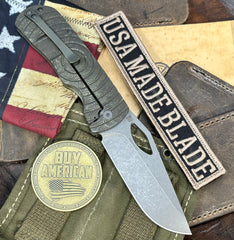 Topo Atomic Green/Bronze McNees Knives Dixon Full Ti Shockwave Ti with 3.75" Magnacut Stonewashed Blade and Stonewashed Hardware - USA MB
