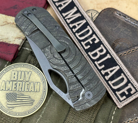 Topo Atomic Green/Bronze McNees Knives Dixon Full Ti Shockwave Ti with 3.75" Magnacut Stonewashed Blade and Stonewashed Hardware - USA MB
