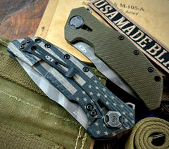 Zero Tolerance ZT0308BLKTS Stars & Stripes with OD Micarta Scale