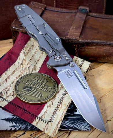 Hinderer Eklipse 3.5" Non-Flipper Skinny Fullered Harpoon Spearpoint OD Green G10 Working Finish Ti Stonewashed Magnacut Blade