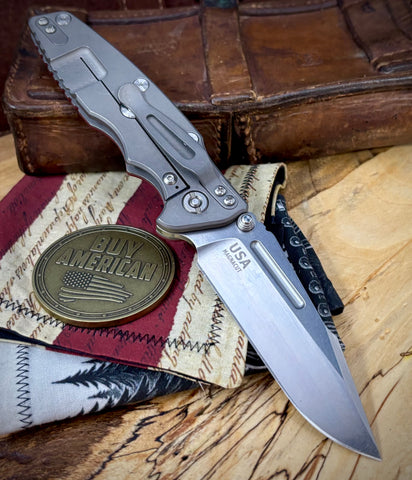Hinderer Eklipse 3.5" Non-Flipper Skinny Fullered Harpoon Spearpoint Red G10 Working Finish Ti Stonewashed Magnacut Blade