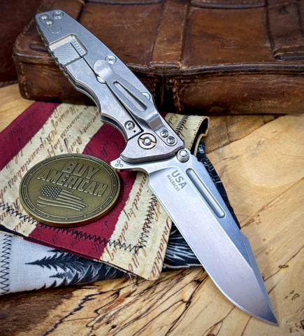 Hinderer Eklipse 3.5" Non-Flipper Skinny Fullered Harpoon Spearpoint OD Green G10 Stonewashed Ti Stonewashed Magnacut Blade