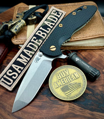 Hinderer XM-18 3.5 Spanto Battle Green Ti Black G10 Stonewashed Magnacut Blade with Bronzed Out Hardware