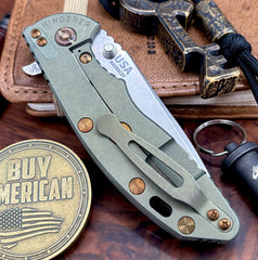 Hinderer XM-18 3.5 Spanto Battle Green Ti Black G10 Stonewashed Magnacut Blade with Bronzed Out Hardware