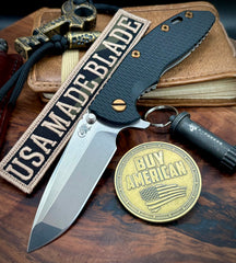 Hinderer XM-18 3.5 Spanto Working Finish Ti Black G10 Stonewashed Magnacut Blade with Bronzed Out Hardware