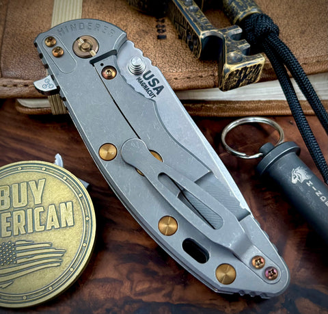 Hinderer XM-18 3.5 Spanto Working Finish Ti Black G10 Stonewashed Magnacut Blade with Bronzed Out Hardware