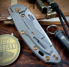 Hinderer XM-18 3.5 Spanto Working Finish Ti Black G10 Stonewashed Magnacut Blade with Bronzed Out Hardware