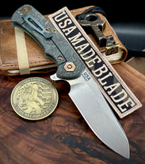Topo Ammo Can Green Project X Sheepsfoot Translucent Green G10 Customized Working Finish Ti with Stonewashed Magnacut Blade Bronzed Out HW and Sasquatched Clip
