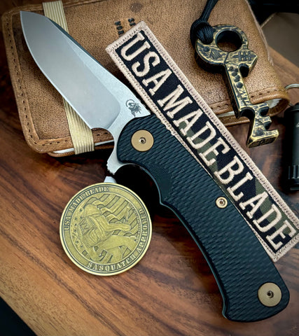 Topo Ammo Can Green Project X Sheepsfoot Black G10 Customized Working Finish Ti with Stonewashed Magnacut Blade Bronzed Out HW and Sasquatched Clip