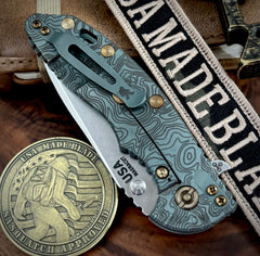 Topo Ammo Can Green Hinderer XM-18 3.5 Spanto Ti Coyote G10 Customized Working Finish Ti and Stonewashed Magnacut Blade with Bronzed Out Hardware