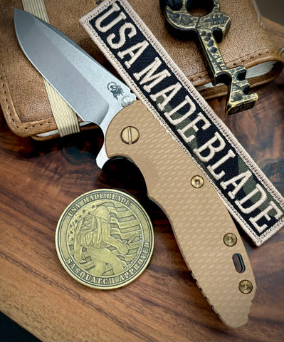 Topo Ammo Can Green Hinderer XM-18 3.5 Spanto Ti Coyote G10 Customized Working Finish Ti and Stonewashed Magnacut Blade with Bronzed Out Hardware