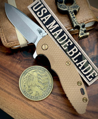 Topo Ammo Can Green Hinderer XM-18 3.5 Spanto Ti Coyote G10 Customized Working Finish Ti and Stonewashed Magnacut Blade with Bronzed Out Hardware