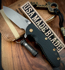 Topo Ti Ammo Can Green Hinderer XM-18 3.5" Hollow Ground Slicer Customized Working Finish Ti Black G10 Magnacut Working Finish Blade Bronzed Out Hardware