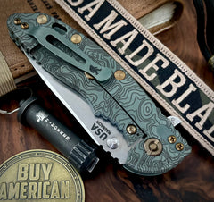 Topo Ti Ammo Can Green Hinderer XM-18 3.5" Hollow Ground Slicer Customized Working Finish Ti OD Green G10 Magnacut Stonewashed Blade Bronzed Out Hardware