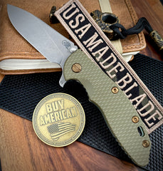 Topo Ti Ammo Can Green Hinderer XM-18 3.5" Hollow Ground Slicer Customized Working Finish Ti OD Green G10 Magnacut Stonewashed Blade Bronzed Out Hardware